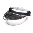 thumbnail image 1 of Fox Run Oval Roasting Pan with Lid and Roasting Rack, Stainless Steel, 10 Quart, 1 of 7