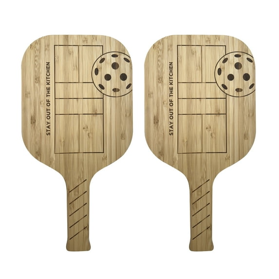 Fox Run Pickleball Paddle Charcuterie Boards, Set of 2 Bamboo Cheese Serving Boards, 14.5" x 7.5"