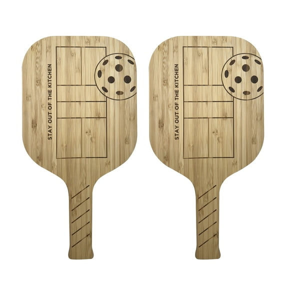 Fox Run Pickleball Paddle Charcuterie Boards, Set of 2 Bamboo Cheese Serving Boards, 14.5" x 7.5"