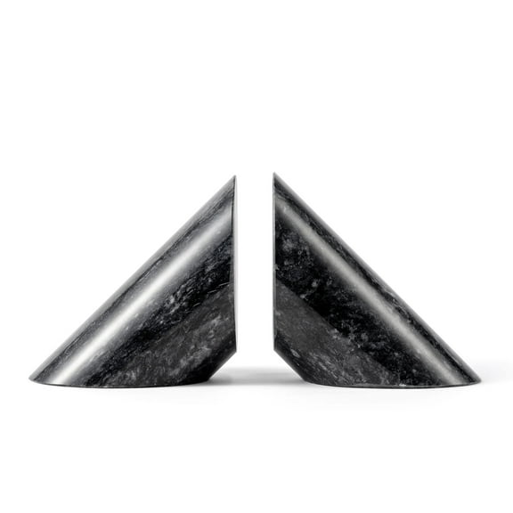 Fox Run Polished Marble Bookends, Set of 2 Angled Heavy Book Ends