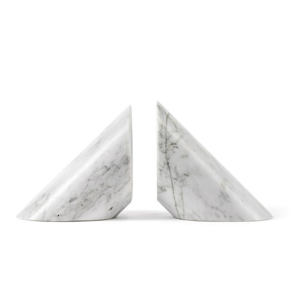 Fox Run Polished Marble Bookends, Set of 2 Angled Heavy Book Ends