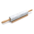 thumbnail image 1 of Fox Run Polished Marble Rolling Pin with Wooden Cradle, White, 10" Barrel, 1 of 8