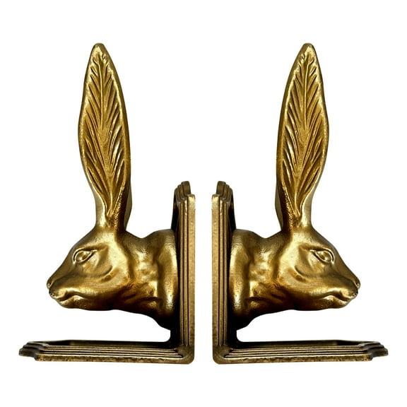 Fox Run Rabbit Decorative Bookend Set, 100% Iron, 4.7" x 4" x 8.6" Heavy Bookends