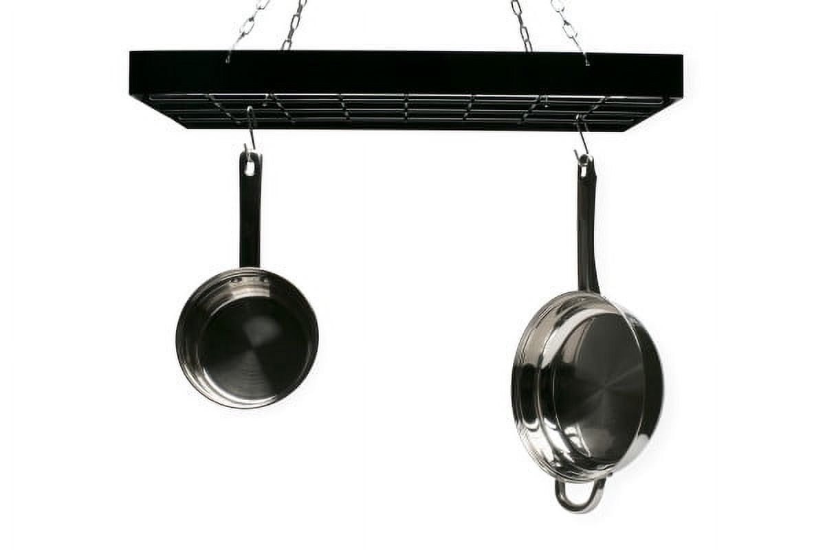 Fox Run Rectangular Hanging Pot Rack with Chains and 6 Hooks, Black Iron - image 1 of 4