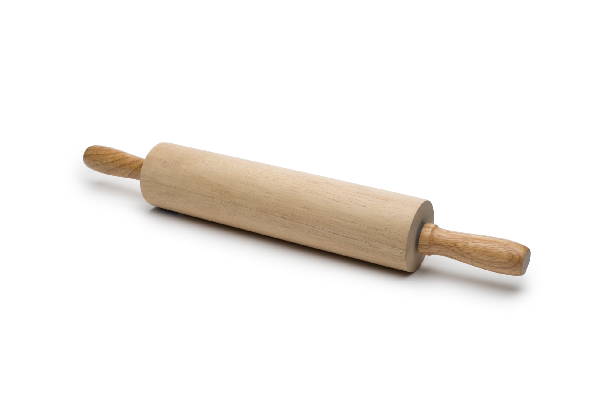 Classic Light Brown Hardwood Rolling Pin with Ergonomic Handles