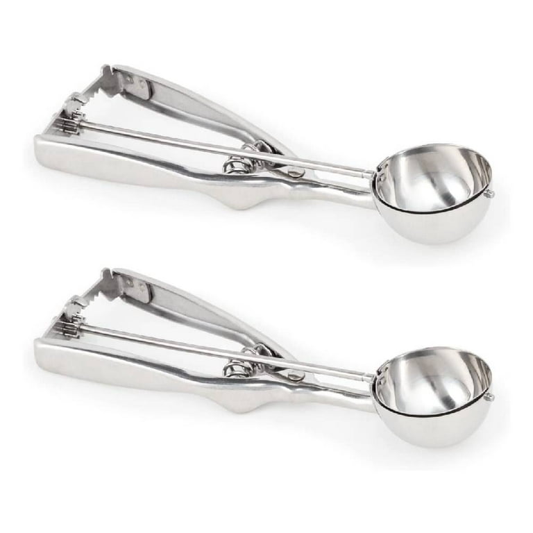 Fox Run Scoop Ice Cream Cookie Dough Scooper 1-7/8 Inch Stainless Steel  Spring Action Handle Right And Left Handed Use 5354, 2-Pack 