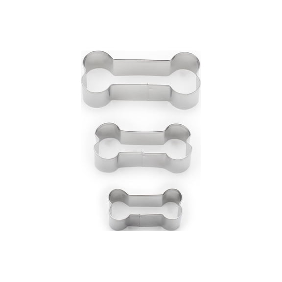 Fox Run Stainless Steel 3-Piece Dog Bone Cookie Cutter Set, 2 to 3.5