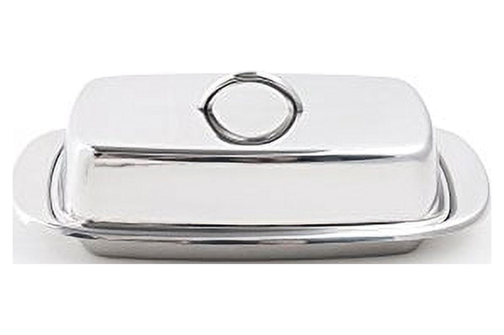 Stainless Steel Rectangular Butter Dish with Lid and Handle