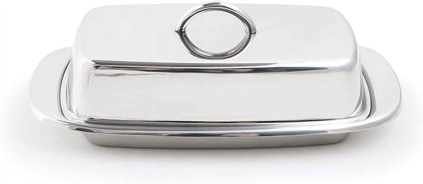 Stainless Steel Rectangular Butter Dish with Lid and Handle