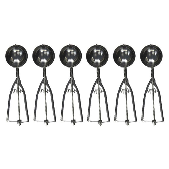 Fox Run Stainless Steel Ice Cream Scoop Cookie Dough Scooper 2-3/8 in Spring Action Silver, 6-Pack
