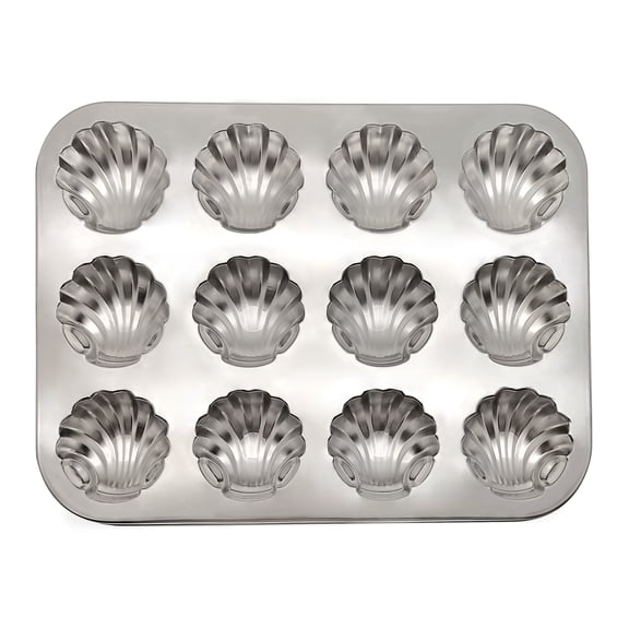 Fox Run Stainless Steel Scallop Shell Madeleine Pan, 12 French Cookie Mold Baking Pan