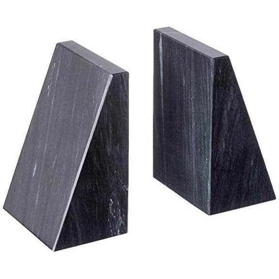 Fox Run Triangular 100% Natural Polished Black Marble Bookends