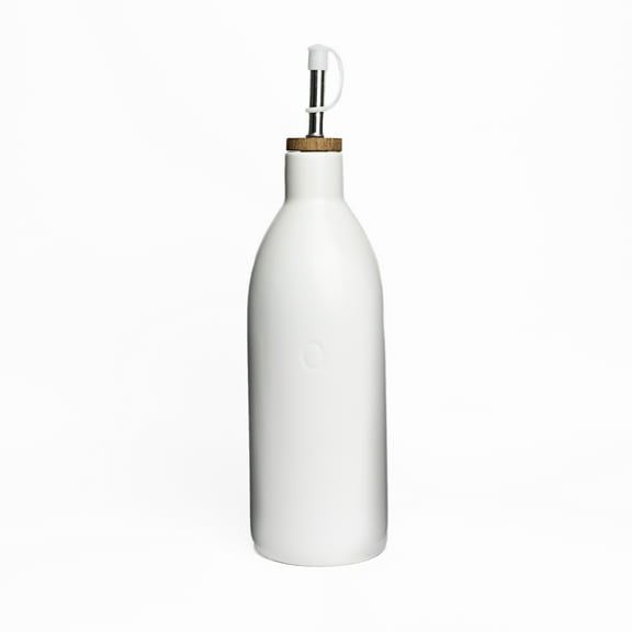 Fox Run White Ceramic Oil Bottle, 17 oz/500 ML Olive Oil Dispenser With Pouring Spout and Cap