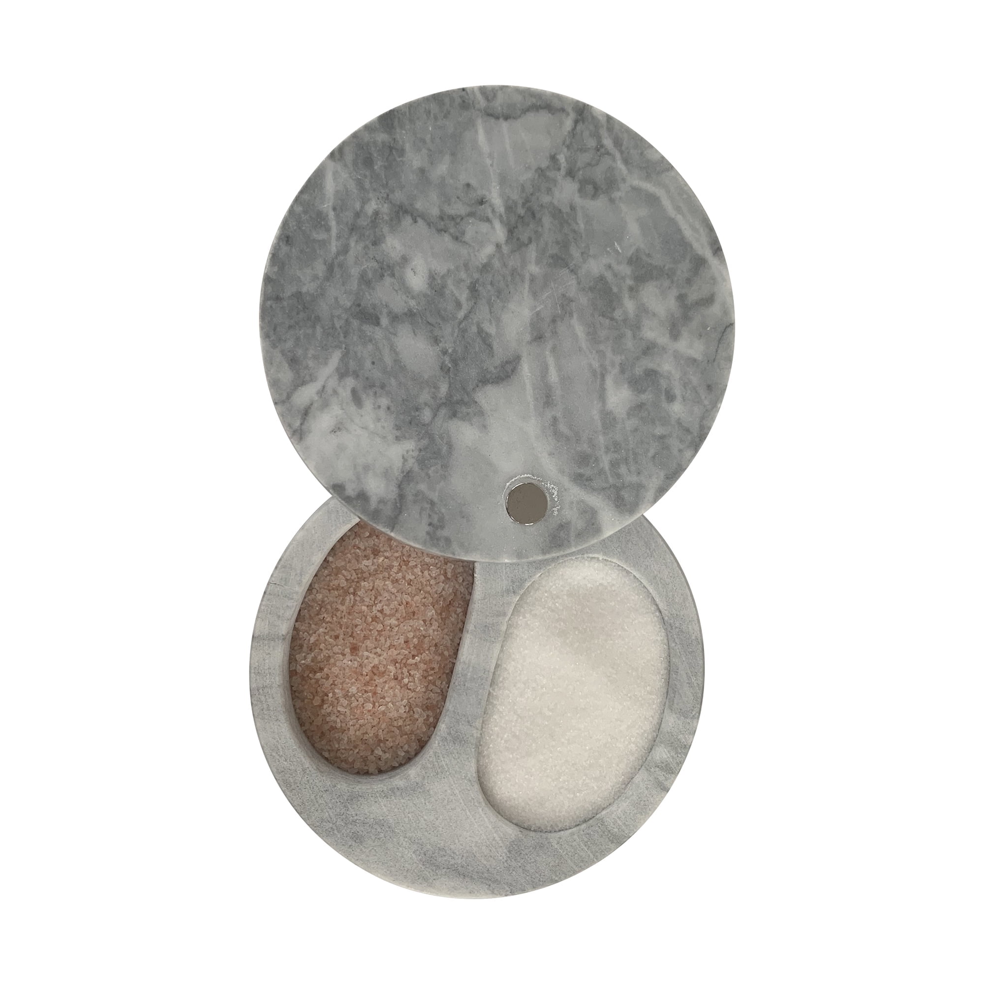 Elegant White Marble Double Salt Cellar, 4 x 4 x 2.5 inches