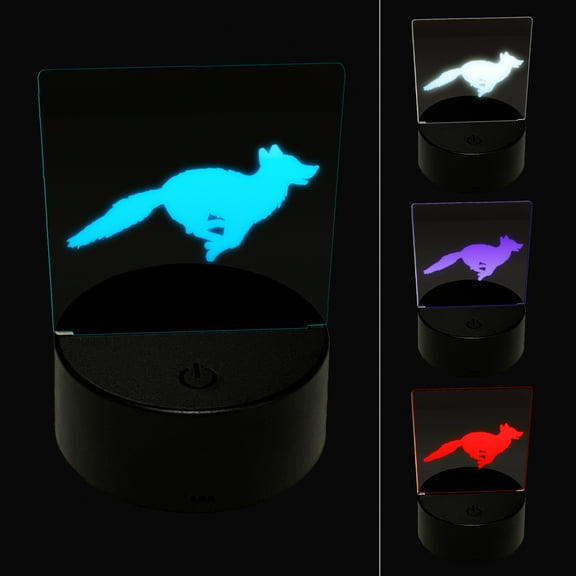 Fox Running Solid LED Night Light Sign 3D Illusion Desk Nightstand Lamp