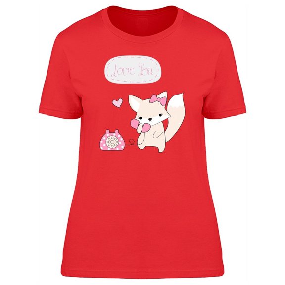 Fox Saying Love You Telephone T-Shirt Women -Image by Shutterstock, Female Large