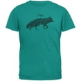 thumbnail image 1 of Fox Scribble Drawing Jade Green Adult T-Shirt - Medium, 1 of 1