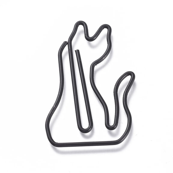 Fox Shape Iron Paperclips Cute Paper Clips Funny Bookmark Marking Clips Black 42x24.7x1.5mm DIY