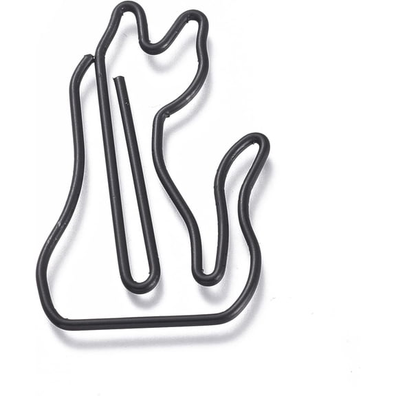 Fox Shape Iron Paperclips Cute Paper Clips Funny Bookmark Marking Clips Black 42x24.7x1.5mm