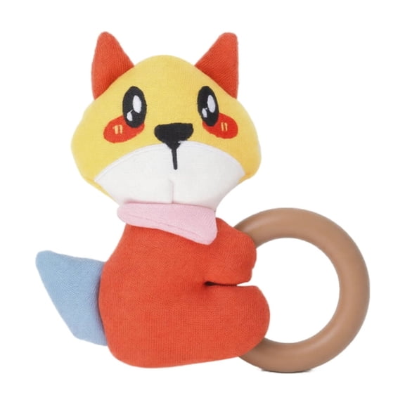 Fox Shaped Plush Ring Chew Toy Durable Teething Entertainment Toy for Pets Soft Animal Design Interactive Play