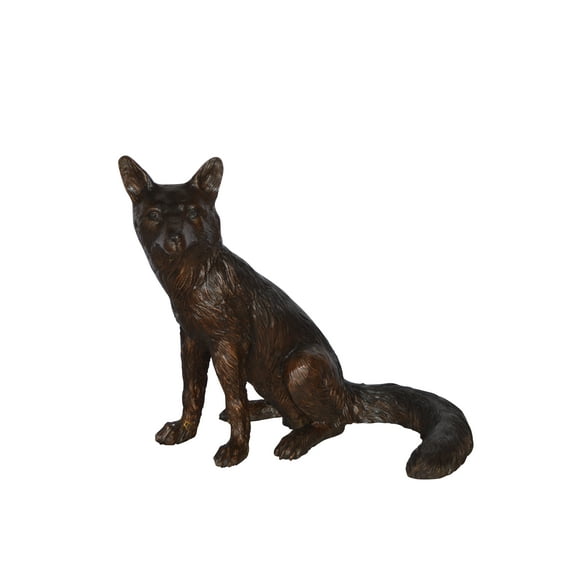 Fox Sitting Bronze Statue - Size: 23"L x 17"W x 20"H.