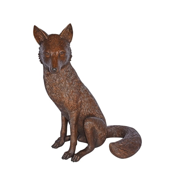 Nifao Fox Sitting Life Size Bronze Statue, Home Decor Sculpture, 20"L x 15"W x 28"H