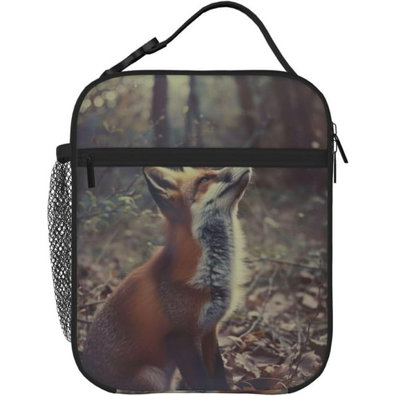 Fox Sitting Woods Lunch Box Insulated for Women Men Detachable Handle Lunchbox Meal Tote Bag 10"Lx 8"Wx4"H