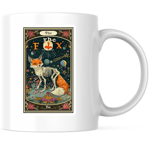 Fox Skeleton Coffee Mug - Whimsical Animal Design - Unique 11 Ounce Ceramic Mug for Daily Use - Premium Ceramic - Design Printed On Both Sides - BMCM03640