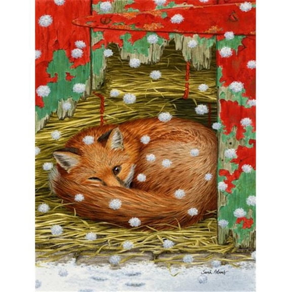 Fox Sleeping In The Snow Flag Garden Size