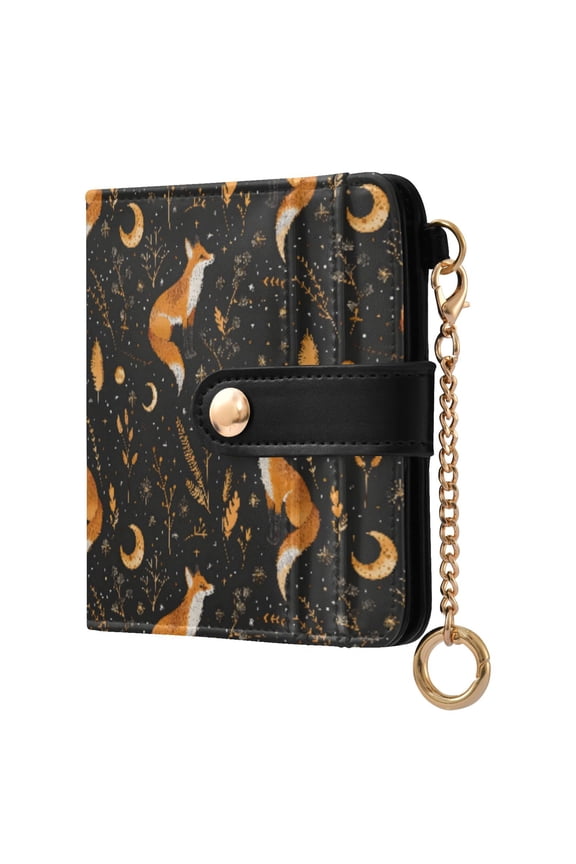 Fox Small Wallet for Women RFID Blocking Bifold PU Leather Credit Card Holder with Zipper Coin Pocket Compact Cute Travel Purse Magnetic Snap 7 Card Slots