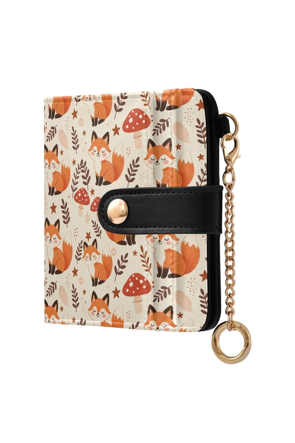 Fox Small Wallet for Women RFID Blocking Bifold PU Leather Credit Card Holder with Zipper Coin Pocket Compact Cute Travel Purse Magnetic Snap 7 Card Slots