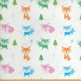 thumbnail image 1 of Ambesonne Fox Fabric by the Yard Upholstery, Pine Tree and Fox Graphic, 5 Yards, White Multicolor, 1 of 4