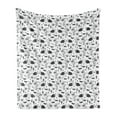 thumbnail image 1 of Fox Soft Flannel Fleece Blanket, Childish Drawn Monochromatic Composition with Wild Animal Branches and Flowers, Cozy Plush for Indoor and Outdoor Use, 70" x 90", Charcoal Grey White, by Ambesonne, 1 of 6