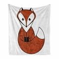 thumbnail image 1 of Fox Soft Flannel Fleece Throw Blanket, Cartoon Young Animal Character Spiral Patterns Friendly Charming, Cozy Plush for Indoor and Outdoor Use, 50" x 70", Dark Orange Black White, by Ambesonne, 1 of 6