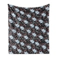 thumbnail image 1 of Fox Soft Flannel Fleece Throw Blanket, Continuous Pattern with Creative Leafy Branches and Sleeping Animal, Cozy Plush for Indoor and Outdoor Use, 50" x 60", Charcoal Grey Multicolor, by Ambesonne, 1 of 5