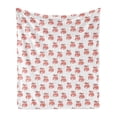 thumbnail image 1 of Fox Soft Flannel Fleece Throw Blanket, Inspirations in Hand Drawn Forest Animal Pattern with Dotted Background, Cozy Plush for Indoor and Outdoor Use, 50" x 70", Coral Seafoam Black, by Ambesonne, 1 of 5