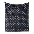 thumbnail image 1 of Fox Soft Flannel Fleece Throw Blanket, Orange Small Forest Animal Portraits Pattern on Abstract Dotted Blue Backdrop, Cozy Plush for Indoor and Outdoor Use, 70" x 90", Navy Blue Orange, by Ambesonne, 1 of 5