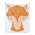 thumbnail image 1 of Fox Soft Flannel Fleece Throw Blanket, Simplistic Funny Illustration of Smiling Happy Animal Face, Cozy Plush for Indoor and Outdoor Use, 50" x 60", Apricot Peach, by Ambesonne, 1 of 5