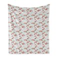 thumbnail image 1 of Fox Soft Flannel Fleece Throw Blanket, Woodland Forest Wildlife Theme with Foxes on Polka Dot Background, Cozy Plush for Indoor and Outdoor Use, 60" x 80", Salmon Mint Green, by Ambesonne, 1 of 5