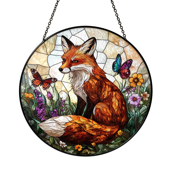 Fox Stained Glass Style Suncatcher – Woodland Window Hanging
