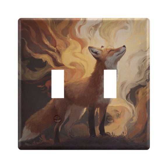 Fox Standing Proud Light Switch Cover Electrical Outlet Cover Replaceable Wall Plates 2-Gang