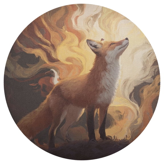 Fox Standing Proud PVC Round Grid Placemat Table Mat 1 Pc 15.4" x 15.4"