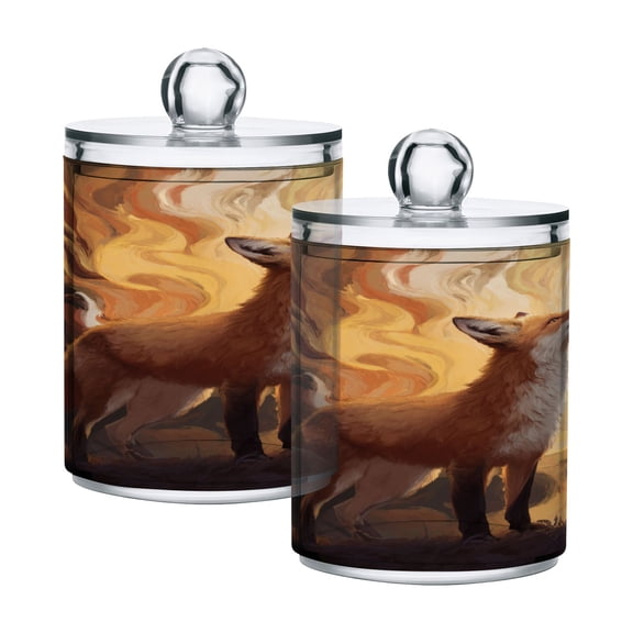 Fox Standing Proud Translucent Plastic Cans Storage Canisters with Lid Set of 2