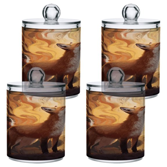 Fox Standing Proud Translucent Plastic Cans Storage Canisters with Lid Set of 4