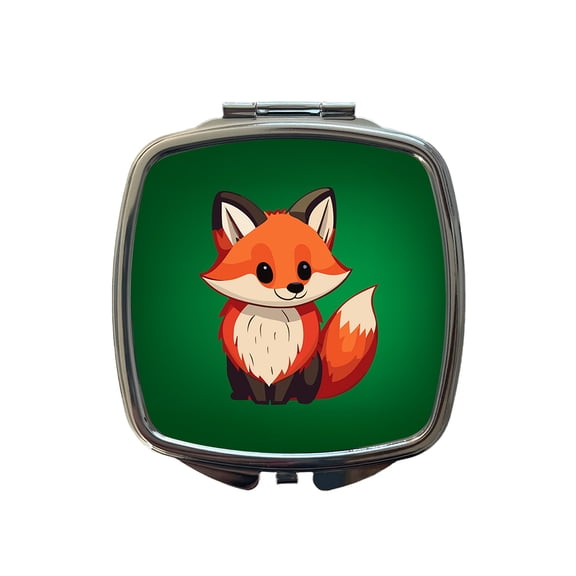 Fox Standing Travel Makeup Handbag Purse Small Pocket Compact Mirror