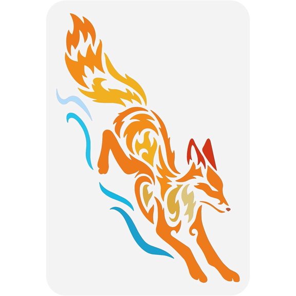 Fox Stencil 8.3x11.7inch Reusable Tribal Fox Painting Template DIY Craft Running Fox Drawing Stencil Animal Theme Stencil for DIY