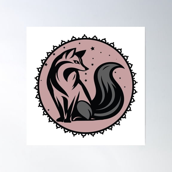 Fox Sticker Vector Illustration High Resolution Printable Art Work Poster Wall Art, Modern Wall Decor For Living Room Bedroom, 30x30 UNFRAMED