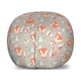thumbnail image 1 of Fox Storage Toy Bag Chair, Woodland Animal with Birds and Fir Trees Winter Season Flora and Fauna, Stuffed Animal Organizer Washable Bag, Large Size, Orange Grey Pale Blue, by Ambesonne, 1 of 3