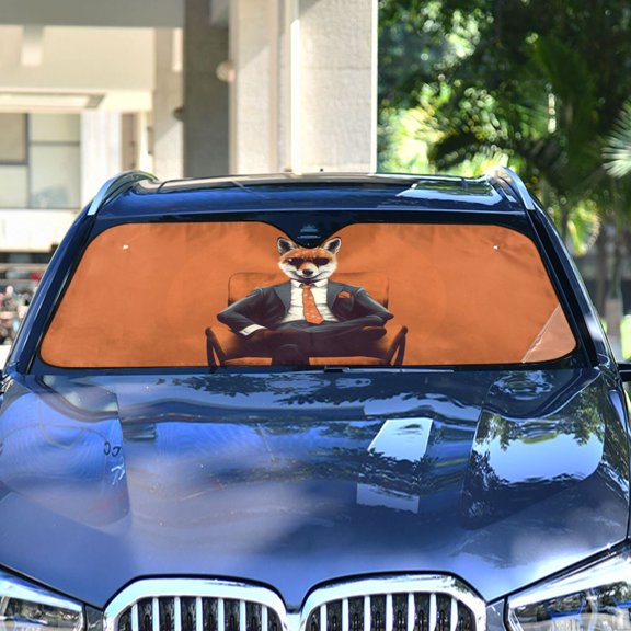 Fox Suit Sofa Automotive Front Car Windshield Sun Shade Reflector Foldable for Front Fit for Cars Truck SUVs