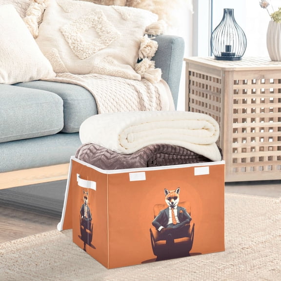 Fox Suit Sofa Storage Basket Foldable Laundry Basket Shelf Kids Toy Storage Container Organizer with Handles